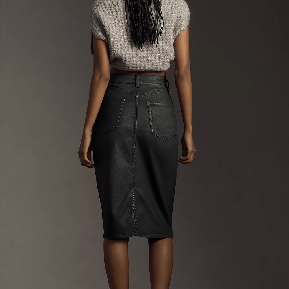 Pilcro Antropoligie Dark Green Coated Pencil Skirt - Picture 2 of 14